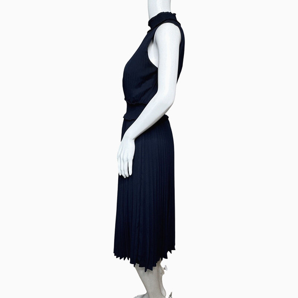 Nanette Lepore Dress Women 2 Navy Blue Accordion Smock Dress Business Party - Picture 3 of 7